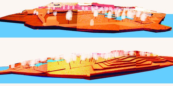 view of the site from the golden horn, site model scaled 1/500