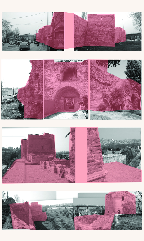 collage of photos showing the forms taken by the historic istanbul city walls